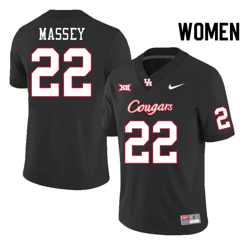 Women #22 Bryan Massey Houston Cougars College Football Jerseys Stitched-Black